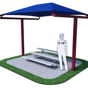 T-Cantilever 12x10x9 Surface Mount Shade Structure with Glide Elbow; intended for use to cover a 3 row x 7.5'L Bleacher