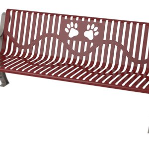 6FT PAWS LOGO CLASSIC BENCH, Contoured back and arms, ribbed steel, cast aluminum frames, portable or surface mount