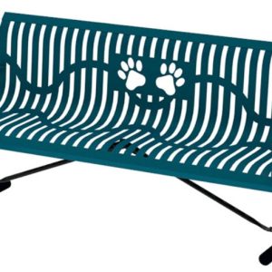 6FT PAWS LOGO CLASSIC WINGLINE BENCH, Contoured Back and Arms, Ribbed Steel, 2 7/8" Legs, Portable