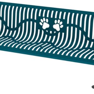 6FT PAWS LOGO CLASSIC WINGLINE BENCH, Contoured Back and Arms, Ribbed Steel, 2 7/8" Legs, Surface Mt.