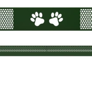 6FT PAWS LOGO BENCH WITH BACK, Large Hole 11 Gauge Punched Steel, Rounded Corners, Two 2 3/8" Legs, Surface Mt.