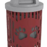 32 Gallon PAWS LOGO Trash Receptacle, Ribbed Steel