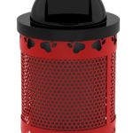 32 Gallon Perforated Trash Receptacle with PAWS Logo, 11 Gauge Punched Steel, Perf Body with 11 Gauge Welded Logo Plate