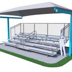 T-Cantilever 31x14x11 Surface mount Shade Structure w/out Glide Elbow; intended for use to cover a 5 row x 27'L Bleacher