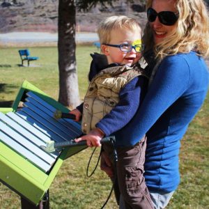 Melody - 9 note resonated xylophone, aluminum keys, 2 mallets, recycled plastic post - In-Ground