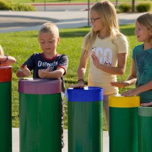 Tuned Drums - Toddler Height - Set of 5 PVC Green drums with color caps (choose cap color) - In-Ground
