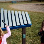 Yantzee - 10 bass note resonated metallophone, aluminum bars, 2 mallets, recycled plastic posts - In-Ground