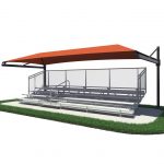 Hanging Cantilever 14x10x9 Embedded mount Shade Structure w/out Glide Elbow; intended for use to cover a 3 row x 9'L Bleacher